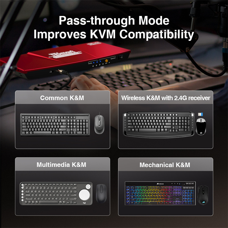 TESmart High Quality Dual Monitor HDMI + VGA input 2 output KVM Switch Splitter EDID Hot Plug 4K KVM Switch For Office