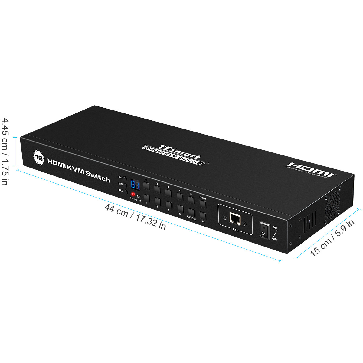 TESmart HDMI KVM switch 16way  Supports 4K Rackmount 16 port KVM switch 16x1 EDID Hot Plug Auto Detect KVM Switcher