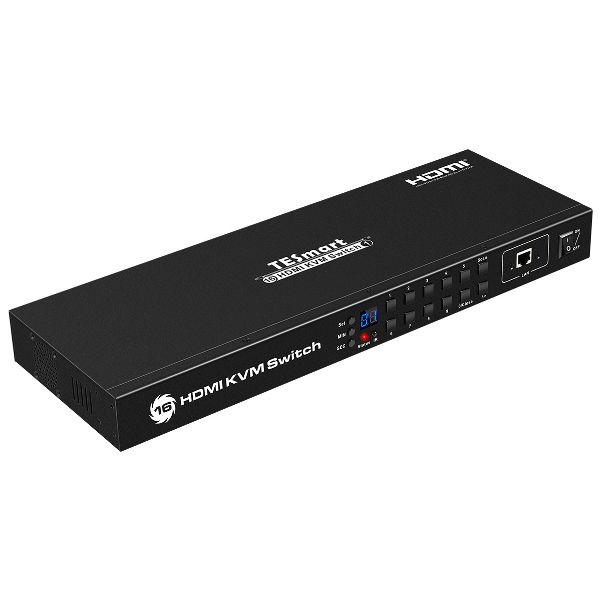 TESmart 16 Port IP HDMI Display Port USB KVM Switch with Audio & USB 2.0 Hub