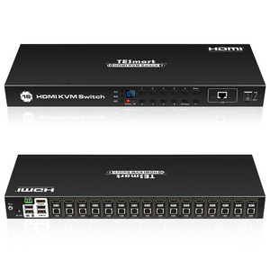 TESmart OEM ODM Hot Selling  4K USB HDMI KVM Switcher 16 Port in 1 Out With RS232 LAN Port HDMI Switch