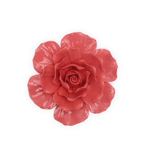 F001R Ceramic flower wall decor red  rose home decor porcelain wall red flower decor craft