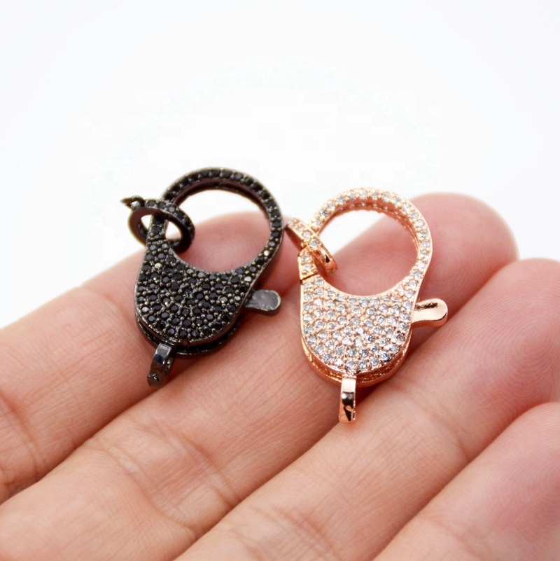 Micro Pave  CZ  Lobster Claw Clasp Link Connector Pave Claw Clasp Enhancer