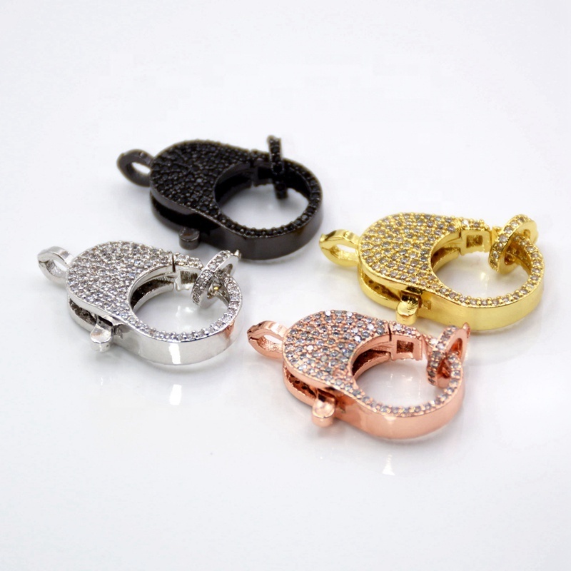 Micro Pave  CZ  Lobster Claw Clasp Link Connector Pave Claw Clasp Enhancer