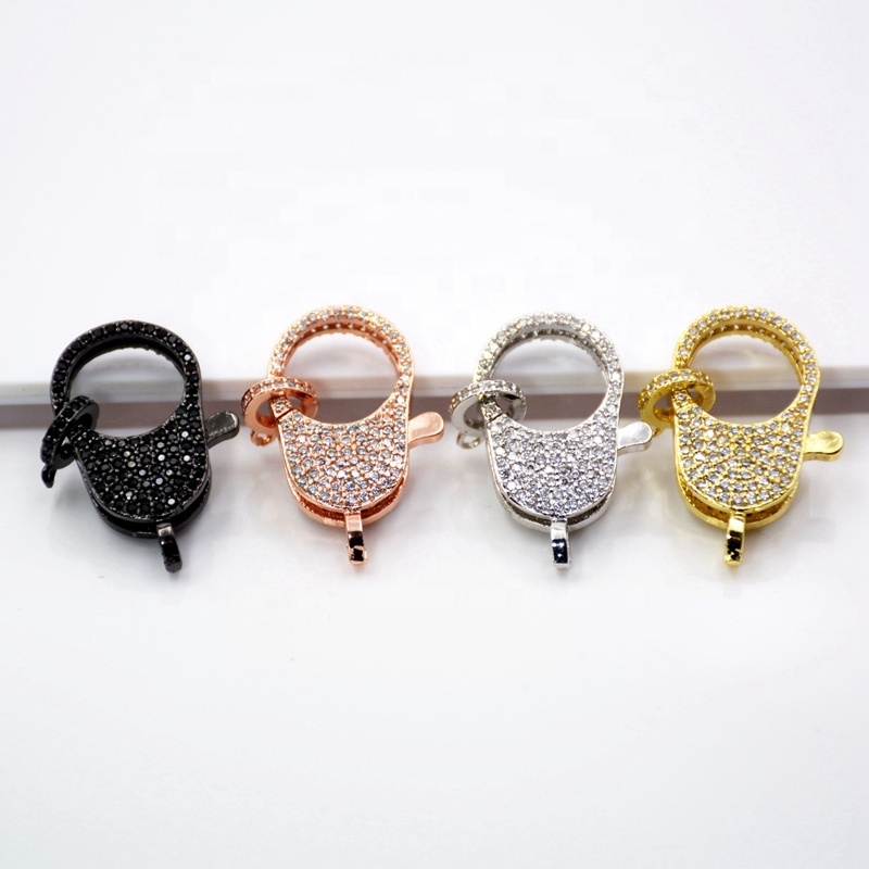 Micro Pave  CZ  Lobster Claw Clasp Link Connector Pave Claw Clasp Enhancer