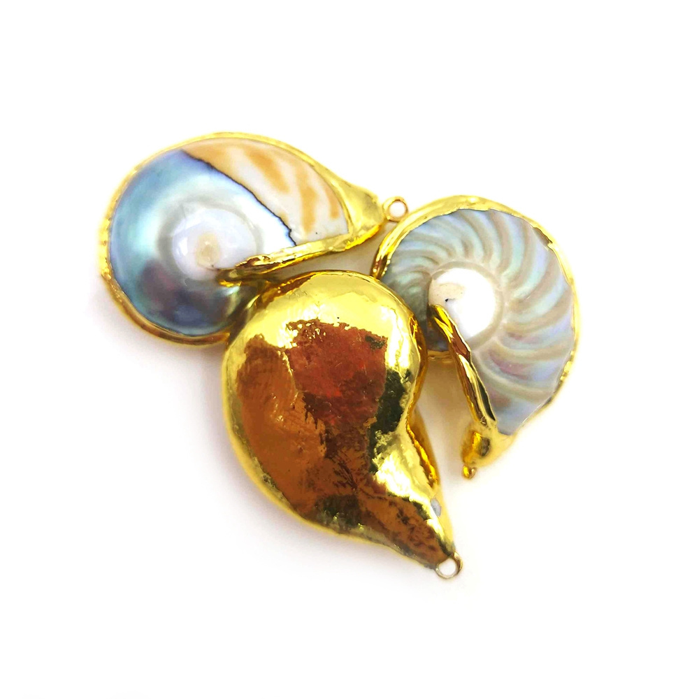 European Popular Designs Sea shell Pendant 18k Gold Plated Snail Spiral Beach Shells Necklace Pendants DIY Jewellery Cheap Price