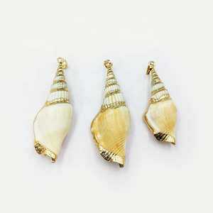 Fashion Lovely Shell Conch Pendant beads gold plated large sea snail for Making Necklaces jewelry