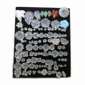 Natural handmade white crystal flower gems multi design rock quartz carved semi-precious loose gemstone for jewelry making