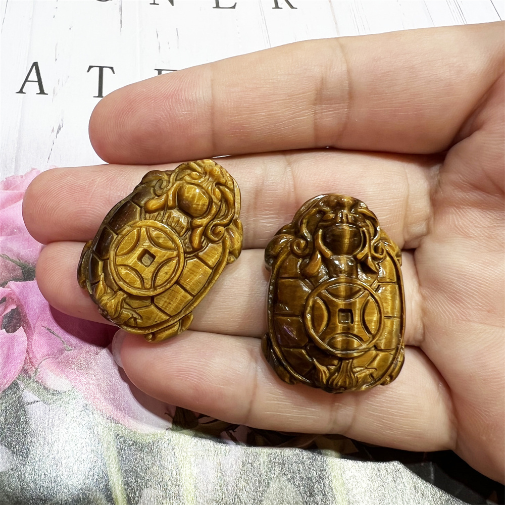 fengshui jewelry pendant money dragon head turtle tiger eye pendant hand carving tortoise charm for necklace factory wholesale