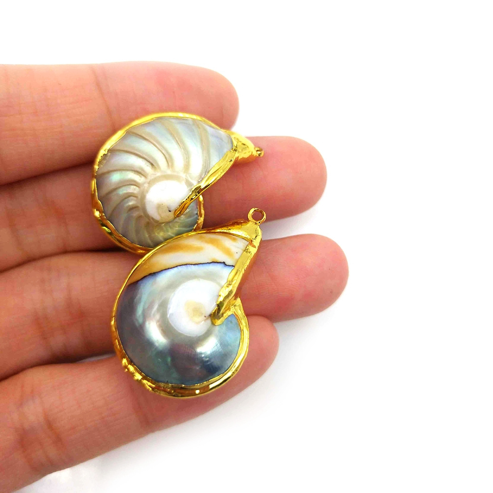 European Popular Designs Sea shell Pendant 18k Gold Plated Snail Spiral Beach Shells Necklace Pendants DIY Jewellery Cheap Price