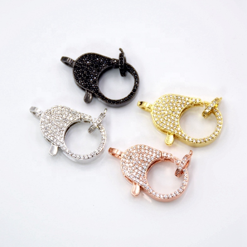 Micro Pave  CZ  Lobster Claw Clasp Link Connector Pave Claw Clasp Enhancer