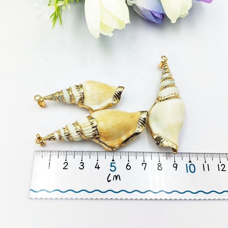 Fashion Lovely Shell Conch Pendant beads gold plated large sea snail for Making Necklaces jewelry