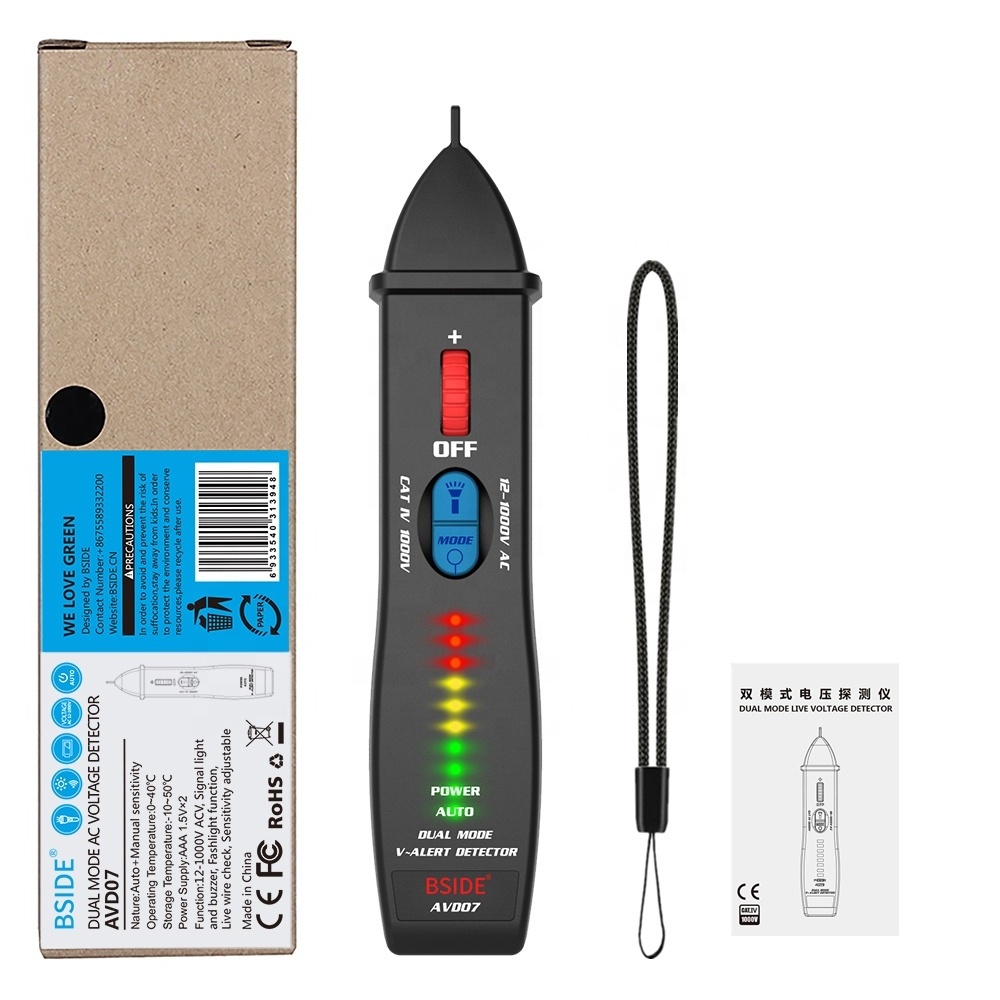 New design smart NCV non contact voltage detector pen AVD07 with flashlight CAT IV 1000V