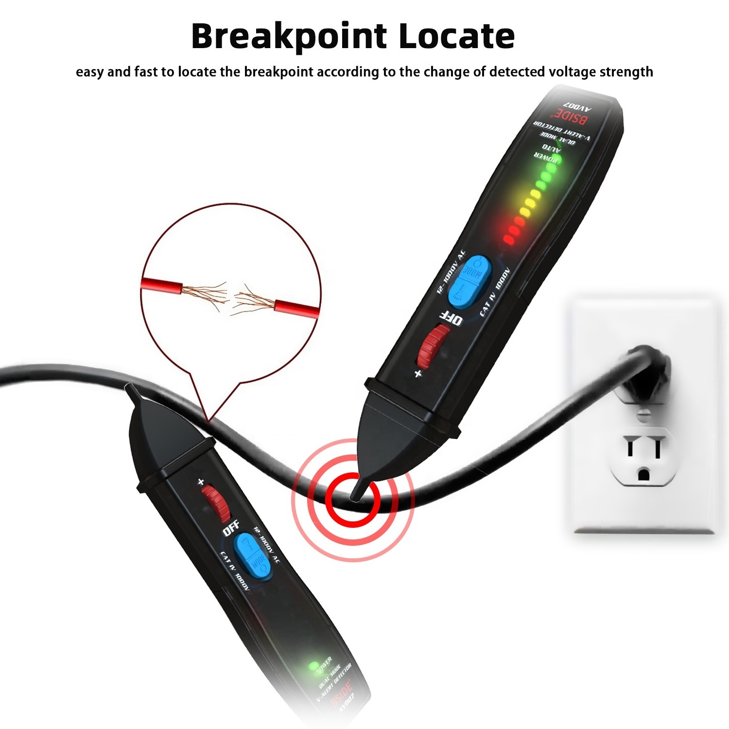 New design smart NCV non contact voltage detector pen AVD07 with flashlight CAT IV 1000V