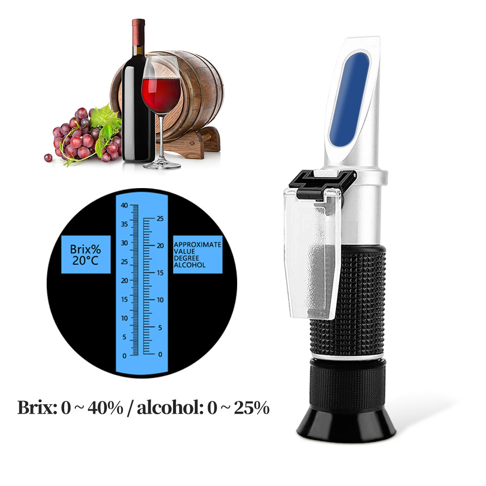 Alcohol 0-25% Refractometer brix 0-40% Portable Hand Held Meter Refractometer brix Honey Refractometer