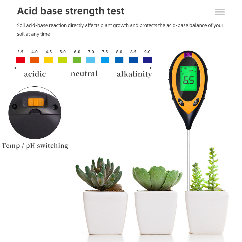 Best Digital 4 in 1 Soil PH Meter Professional LCD Display Temperature Moisture Sunlight PH Garden Plants Soil Tester Meter