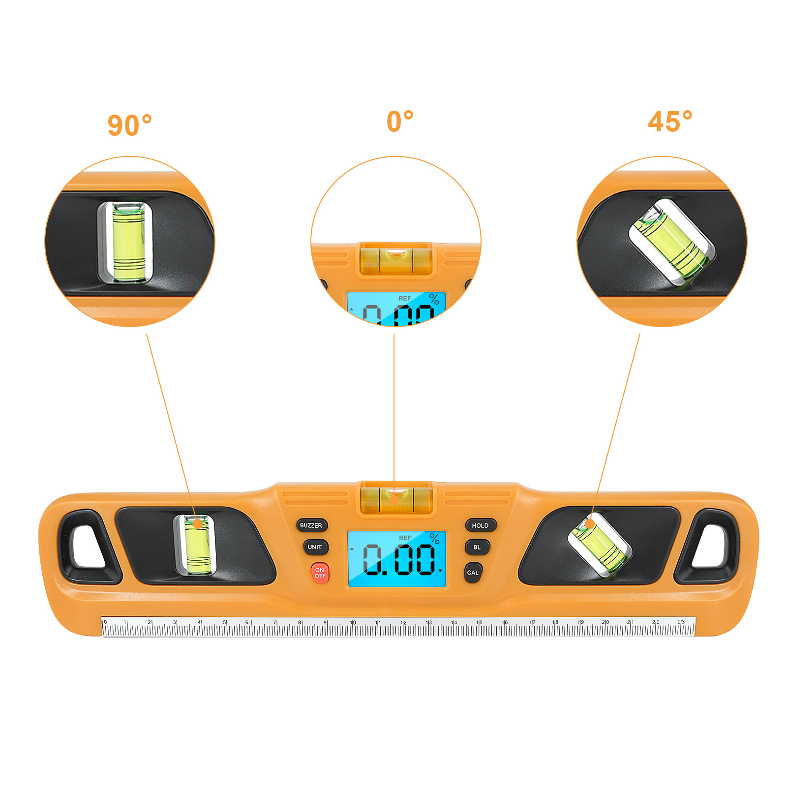 High Precision Spirit Level Tools Protractor Electronic Magnetic Base Goniometer HW-200 Inclinometer For House Decoration