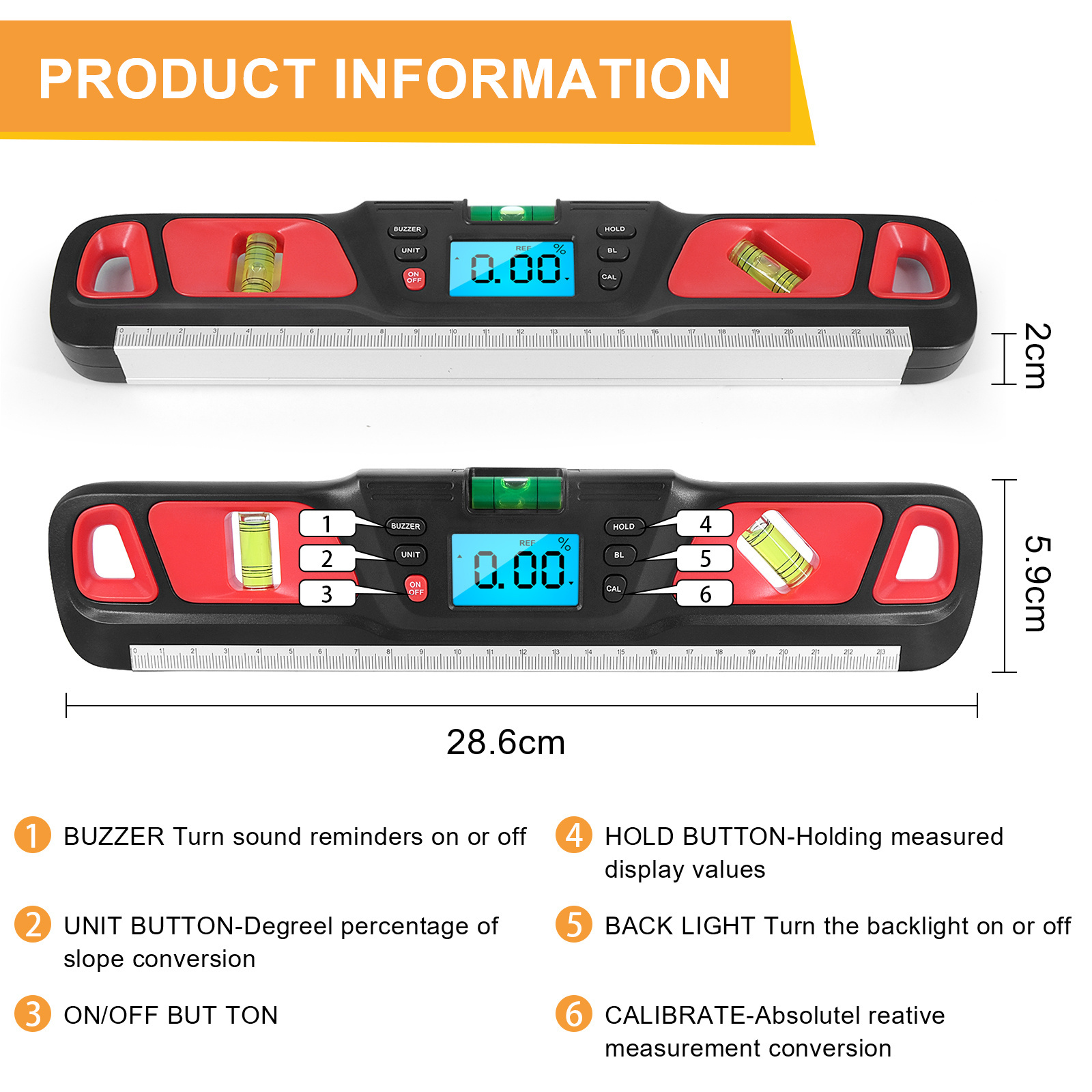 Digital Inclinometer Angle Meter Mini HW-200 Level Gauge Protractor Measuring Tool Goniometer For House Decoration