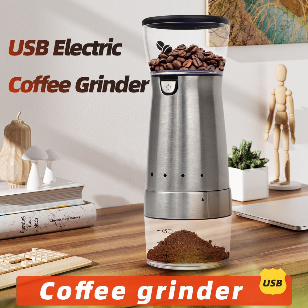 Portable Electric Coffee Bean Grinder Wireless Grinding Non-knife Cutting 2-in-1 USB Coffee Maker Ceramic Core Grinding Machine