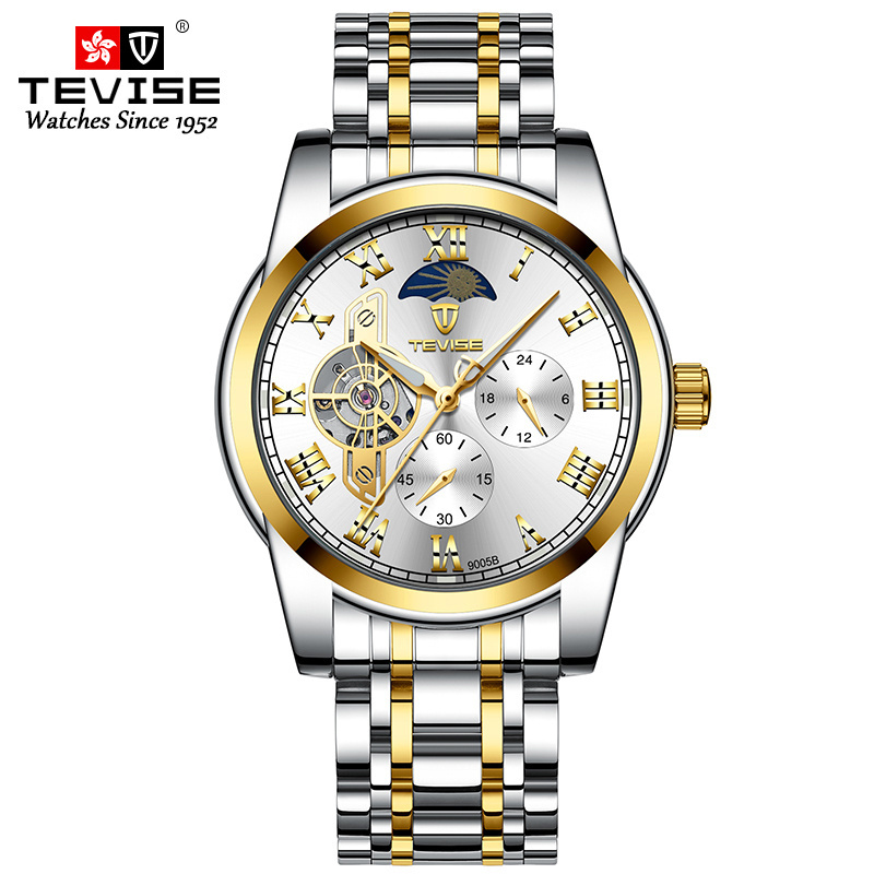 Tevise Watch T9005BMen Watch Mechanical Tourbillon Stainless Steel Band  3ATM Waterproof watch