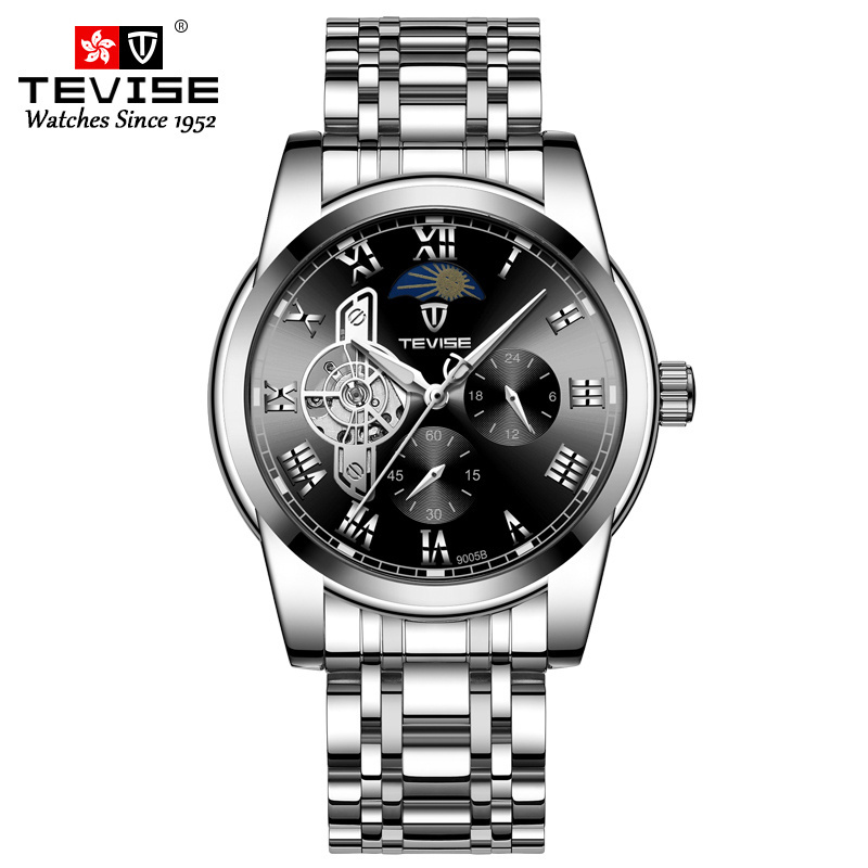 Tevise Watch T9005BMen Watch Mechanical Tourbillon Stainless Steel Band  3ATM Waterproof watch