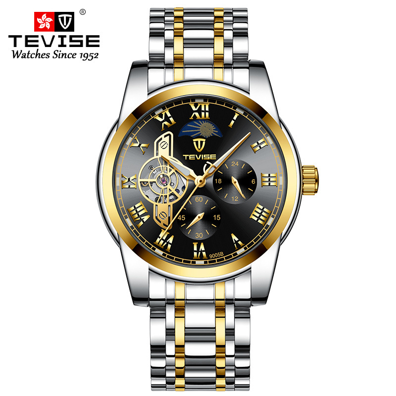 Tevise Watch T9005BMen Watch Mechanical Tourbillon Stainless Steel Band  3ATM Waterproof watch