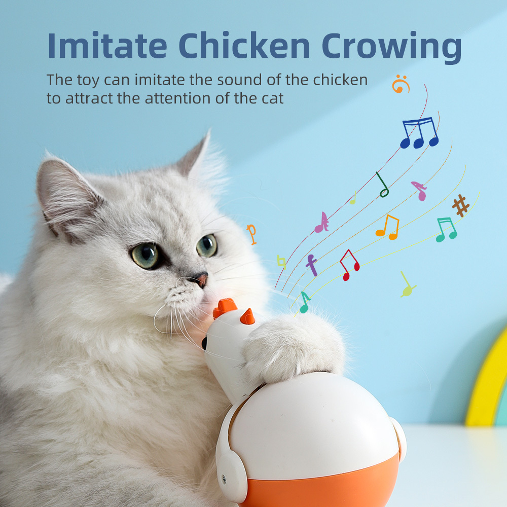 Pet Imitate Chicken Crowing Electric Toy LED Light Laser Tumbler Cat Toy