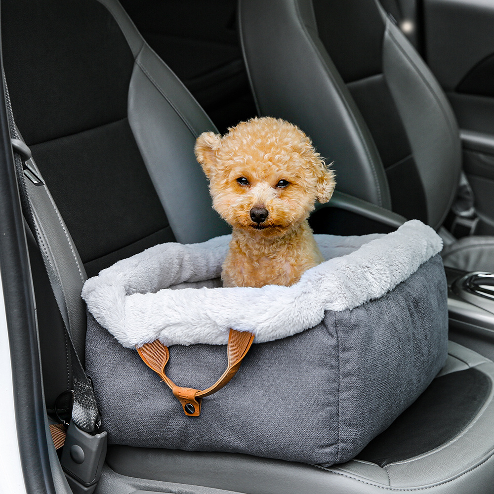 Warm Plush Soft Dog Booster Seat Dog Car Seat Portable Dog Car Travel Carrier Bed