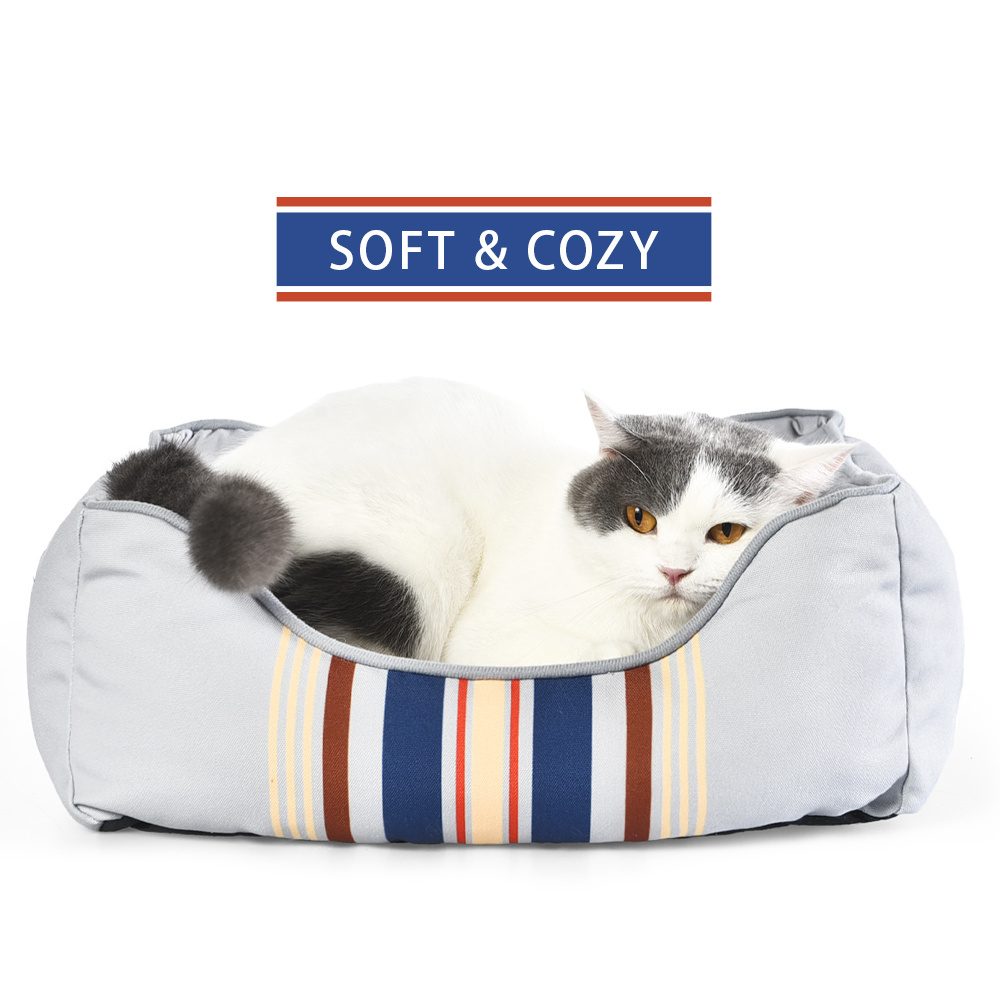 New Design Fashion Pet Bed 2023 New Trend Soft Cozy Multicolor Striped Dog Bed