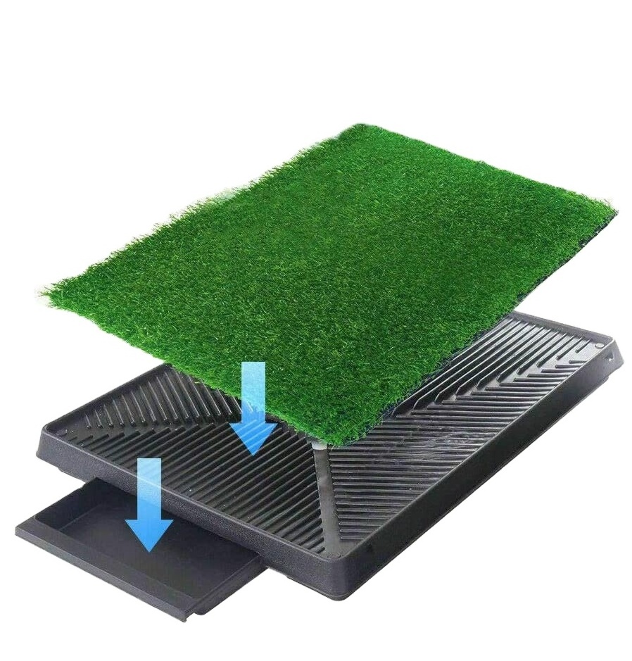 3 Pieces Dog Relief System Indoor Potty Training Portable Grass Mat Dog Toilet