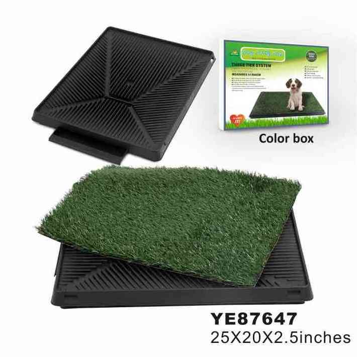 3 Pieces Dog Relief System Indoor Potty Training Portable Grass Mat Dog Toilet