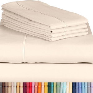 Machine Washable 4 PC Fitted Bed Sheet Hotel Bedding Sheet Set