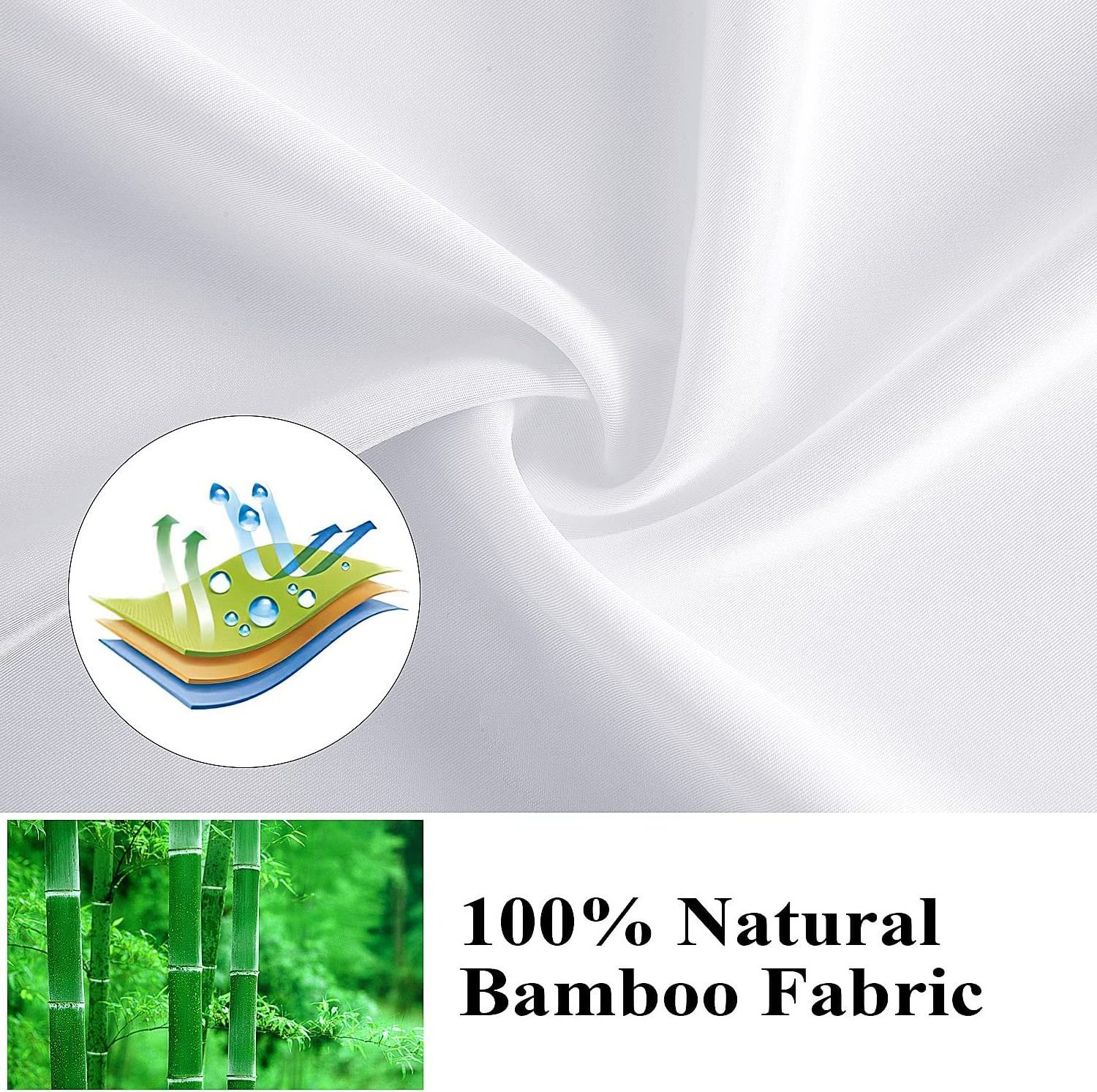 Waterproof Pillow Protector Standard Bamboo Pillowcases with Hidden Zipper 100% Bamboo Fiber Soft Pillow Cases