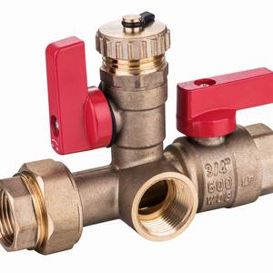 Texoon Compact Size 3/4" 1" Hot Cold Valve 2 Heavy Duty Forged Brass Tankless Water Heater Isolation 3 way Valves