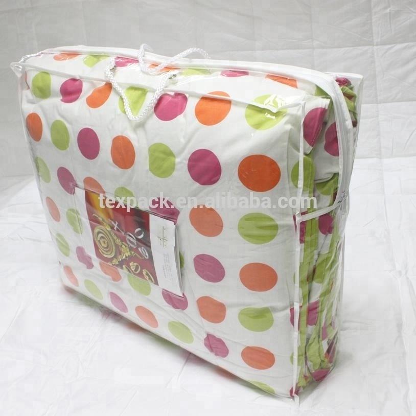 Biodegradable Custom Printing Transparent PVC Plastic Bag Blanket Quilt Duvet Storage Zipper Bag