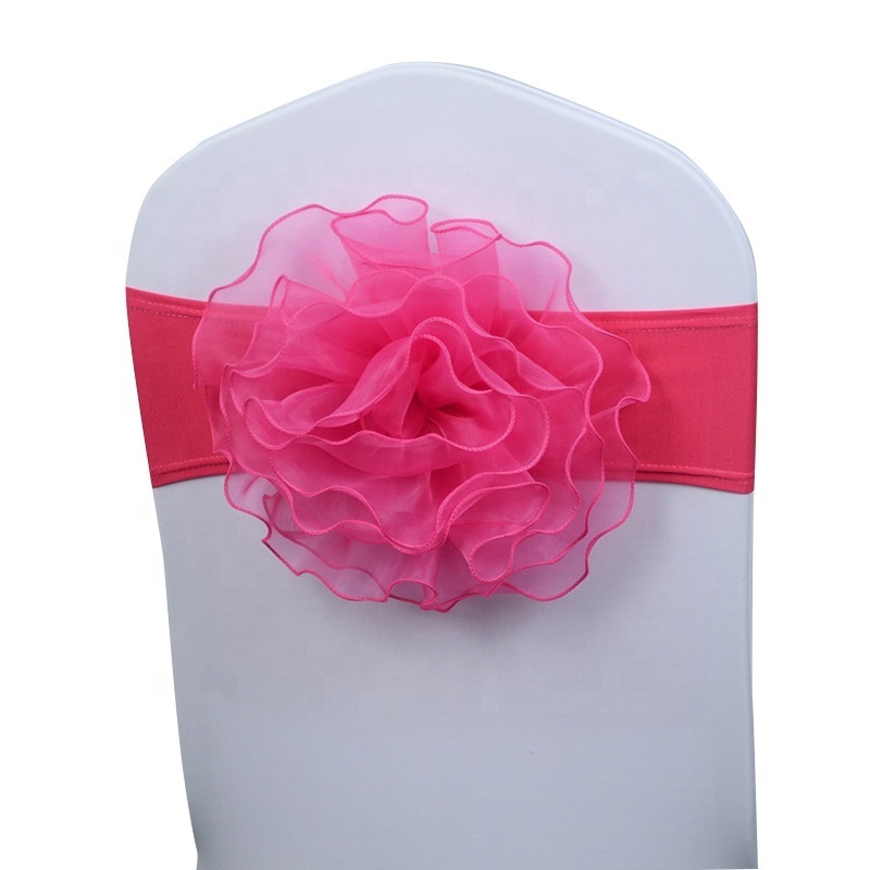 Wholesale high quality elastic navy blue flower chair cover for hotel wedding decorative bow sashes