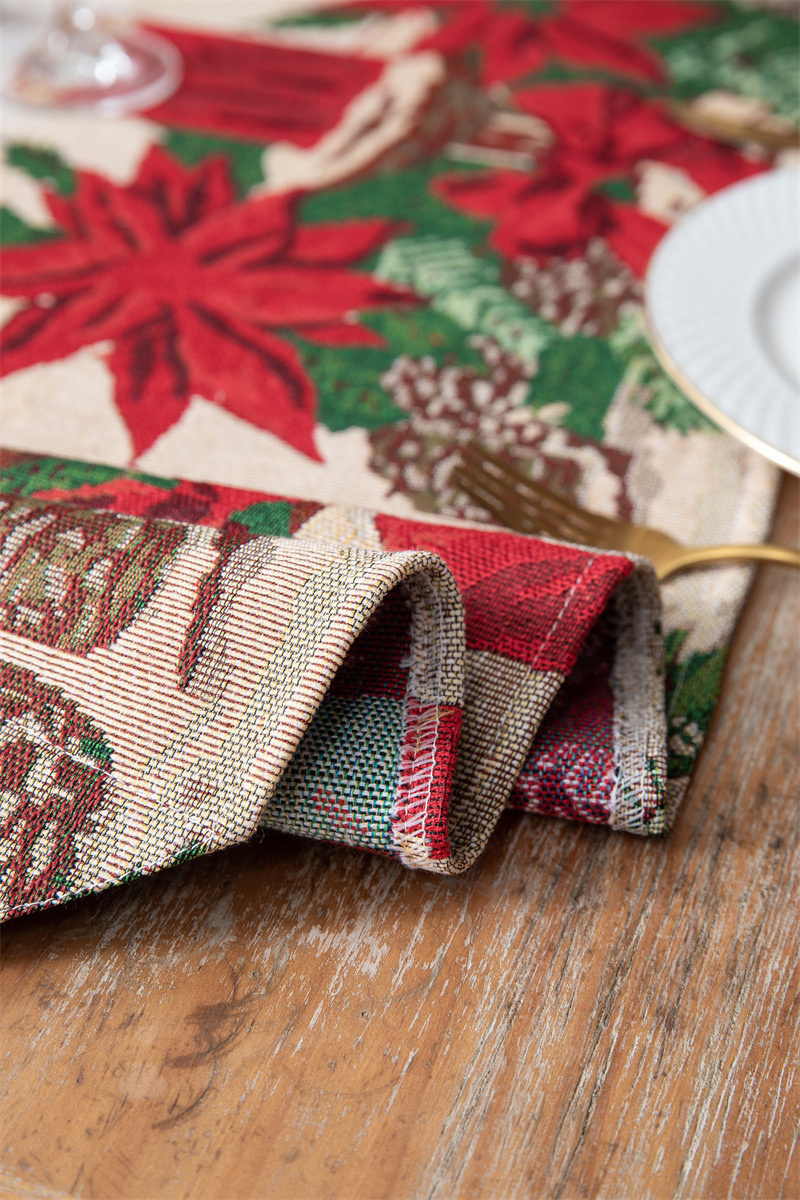 Rectangular table yarn-dyed jacquard polyester cotton Christmas table runner