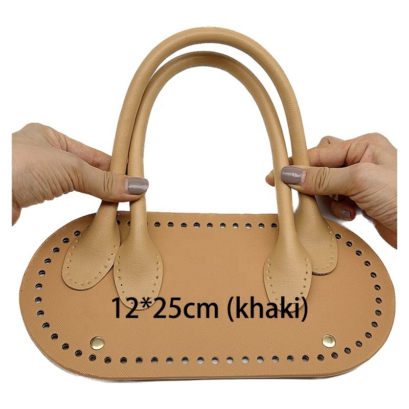 DIY Knitting Crochet PU Leather Bag Bottom Shaper Pad Bag Nail Bottom Purse Base With Handles