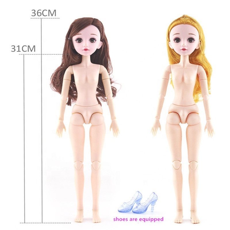 Wholesale 1/3 1/4 BJD Doll 36cm Long Hair Cute Custom BJD Doll For Girl Naked Ball 21 Joint BJD Doll Body