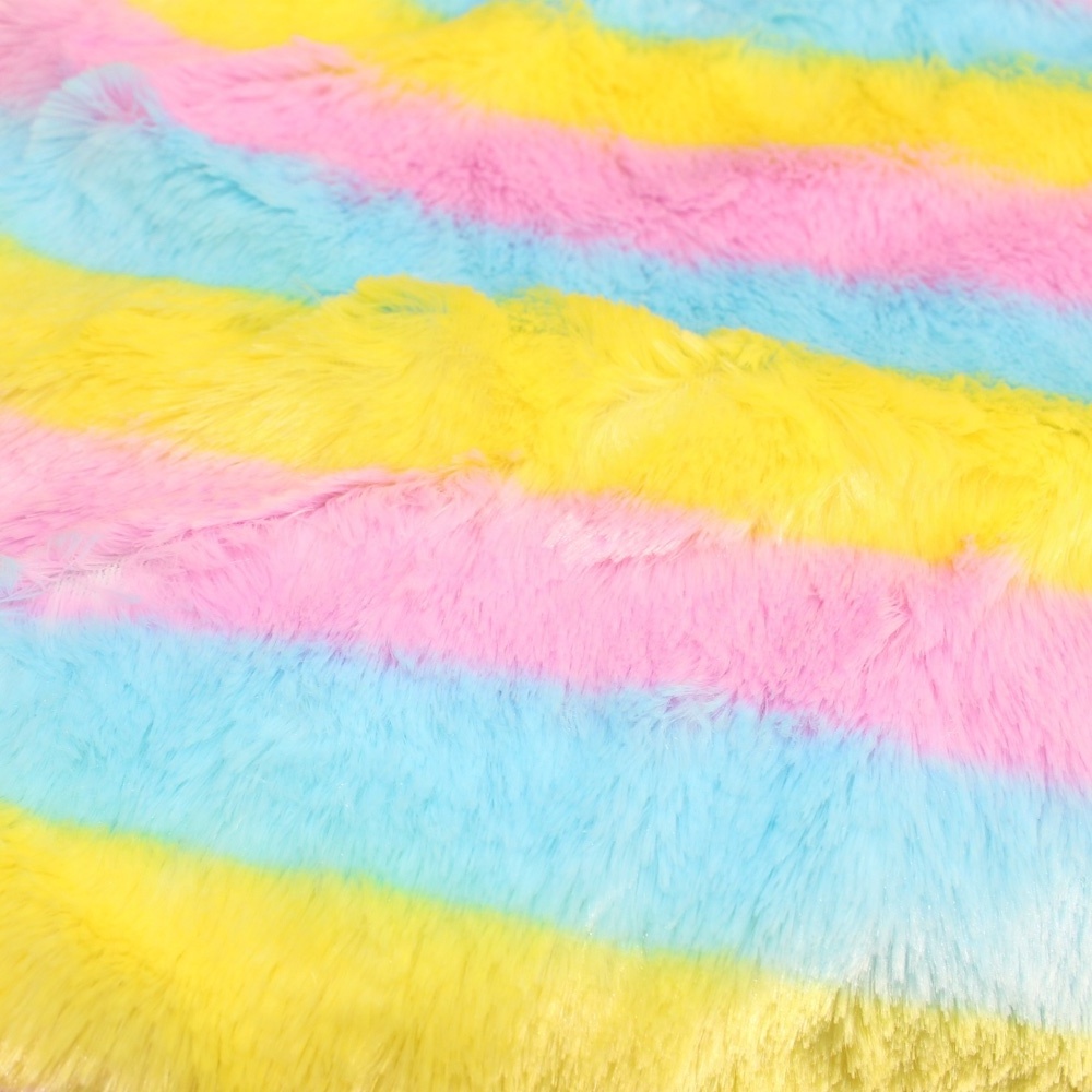 Tie Dye High Pile Plush Fabric Tie dyeing Pv Plush Fabric Changing Color Long Hair fabric