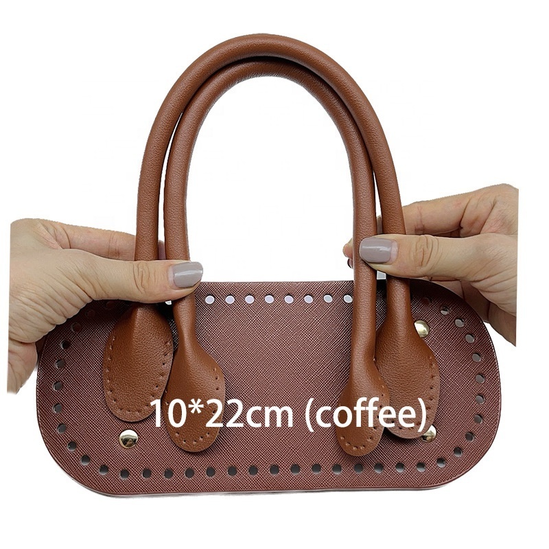 DIY Knitting Crochet PU Leather Bag Bottom Shaper Pad Bag Nail Bottom Purse Base With Handles