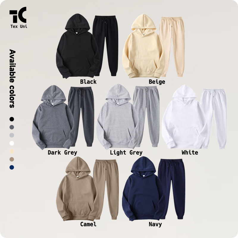 TexUni Sweatpants and Hoodie Set Jogger Set Jogging Suits Blank Track Sweat Suits Custom Tracksuits for Men Pullover