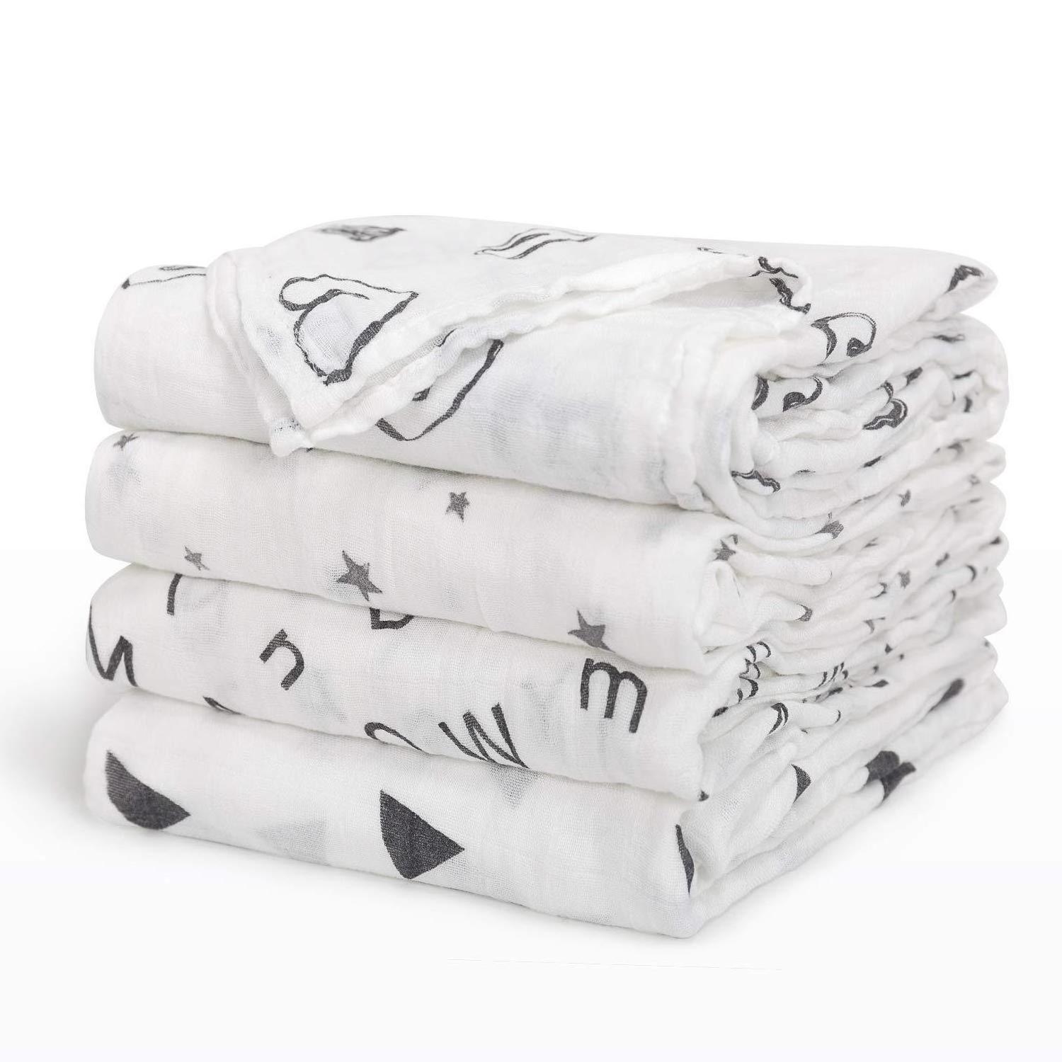 Wholesale Comfortable Soft Breathable Summer Wrap Custom Bamboo Cotton Receiving Swaddle Baby Muslin Blanket For Newborns