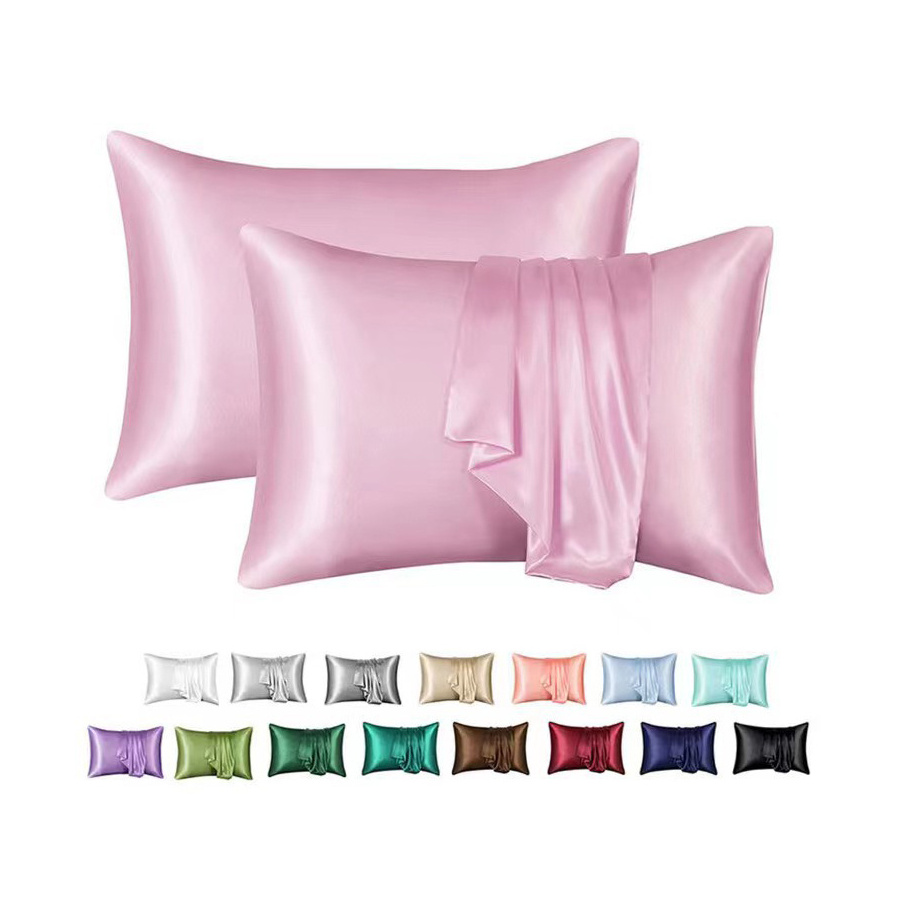 Wholesale Soft Cozy Solid Color Printing Sleeping Gift Organic Skin Satin Silk Pillow Cases Cover With Custom Logo