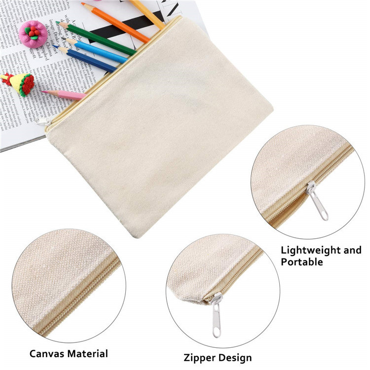 Eco Friendly Blank Organic Cotton Canvas Plain Travel Cosmetic Makeup Bag Pouch With Custom Logo