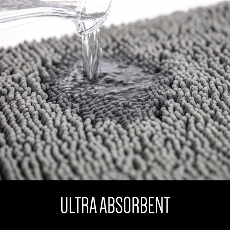 50*80cm Chenille bathroom Non-Slip Rubber Soft Water Absorbent Hotel Bathroom Shower Rug Bath Mat