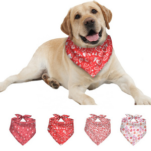 Triangle Custom Designer Valentines Christmas Day Printed Cotton Pink Love Pet Cat Dog Scarf Bibs Bandana