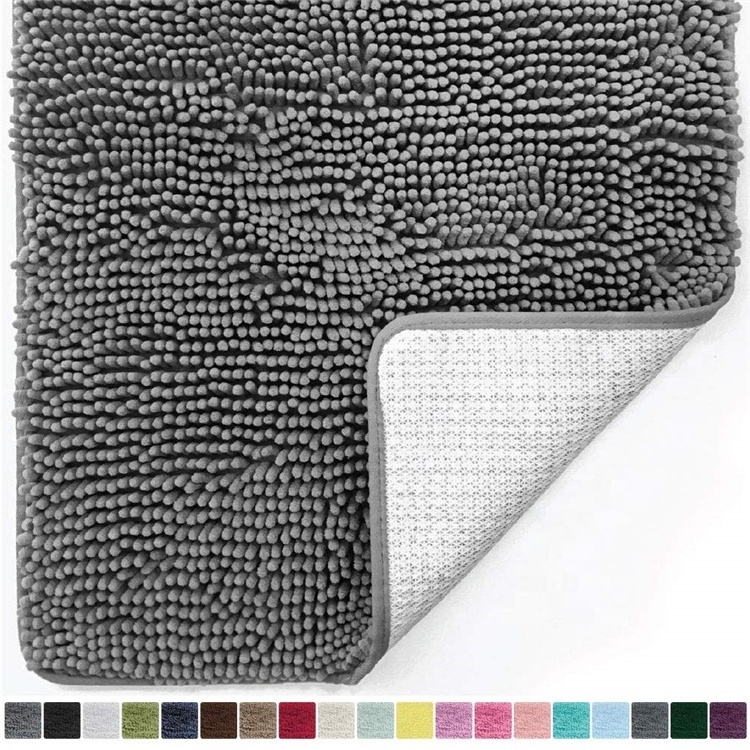 50*80cm Chenille bathroom Non-Slip Rubber Soft Water Absorbent Hotel Bathroom Shower Rug Bath Mat