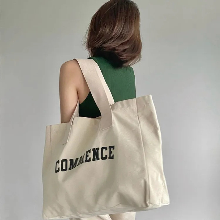 Best Selling  Reusable Grocery bag with logo Custom Printed Logo Oversize Extra Large Size Cotton Canvas Shopping Tote Bag