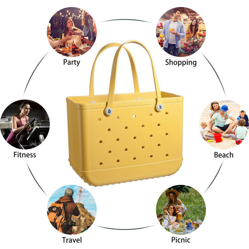 Wholesale Women Summer Popular Waterproof Rubber Silicone Shoulder Tote Beach Bag Large Eva Tote Bogg Bag