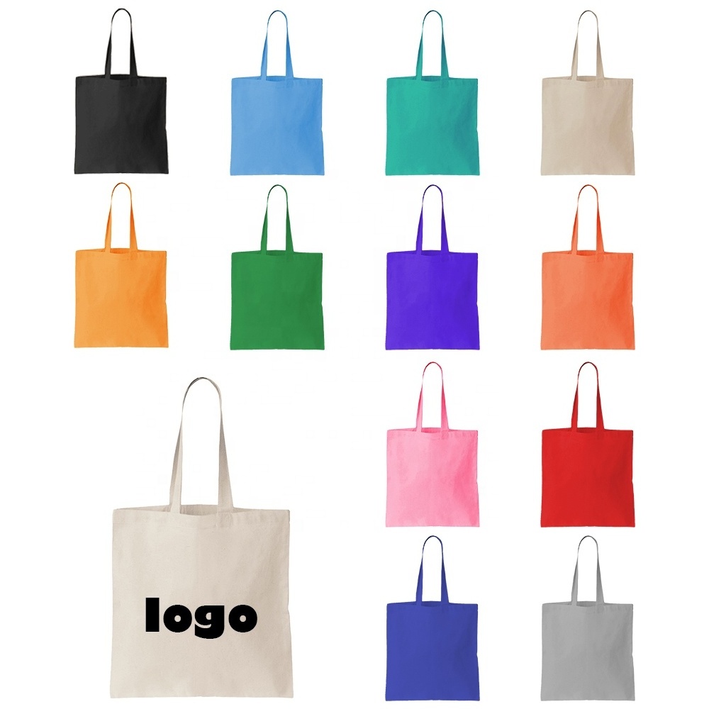 Custom Logo Size Printed Eco Friendly Recycled Reusable Plain Blank Organic Calico Cotton Canvas Grocery Shopping Tote Bag